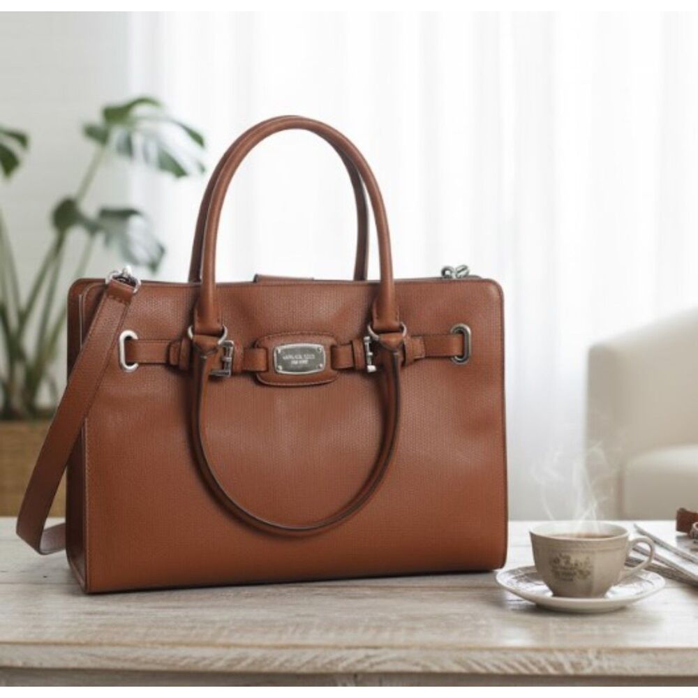 Michael Kors Hamilton Satchel Large Brown Leather Crossbody Purse
